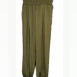 Brand New Size (Large) Olive Green Women's Casual Loose Harem Yoga Pants High Waist Lounge Pants with Pockets