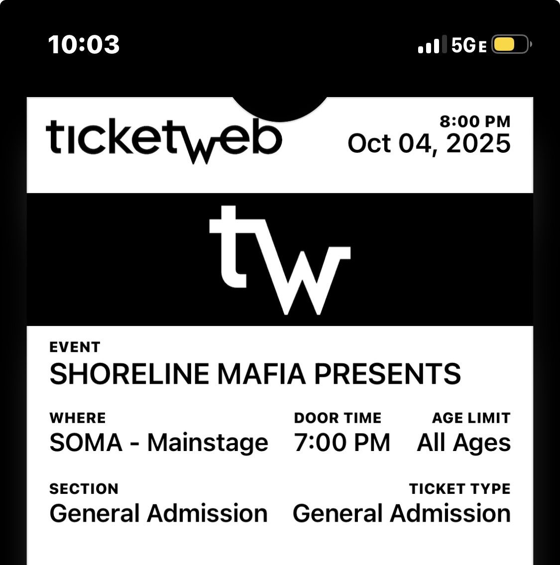 shorline mafia ticket