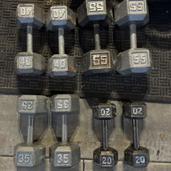 Dumbbells weights 55,40,35,20 pairs 300lbs total prices are in description