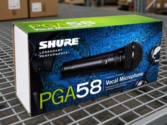 Shure PGA58-LC Cardioid Dynamic Handheld Vocal Microphone with On/Off Switch Rejects Background Noise Stand Adapter & Pouch Included Less Cable