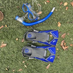 Aqua Sphere Zip VX Swim Training Fins + U.S. Divers Mask & Snorkel Set