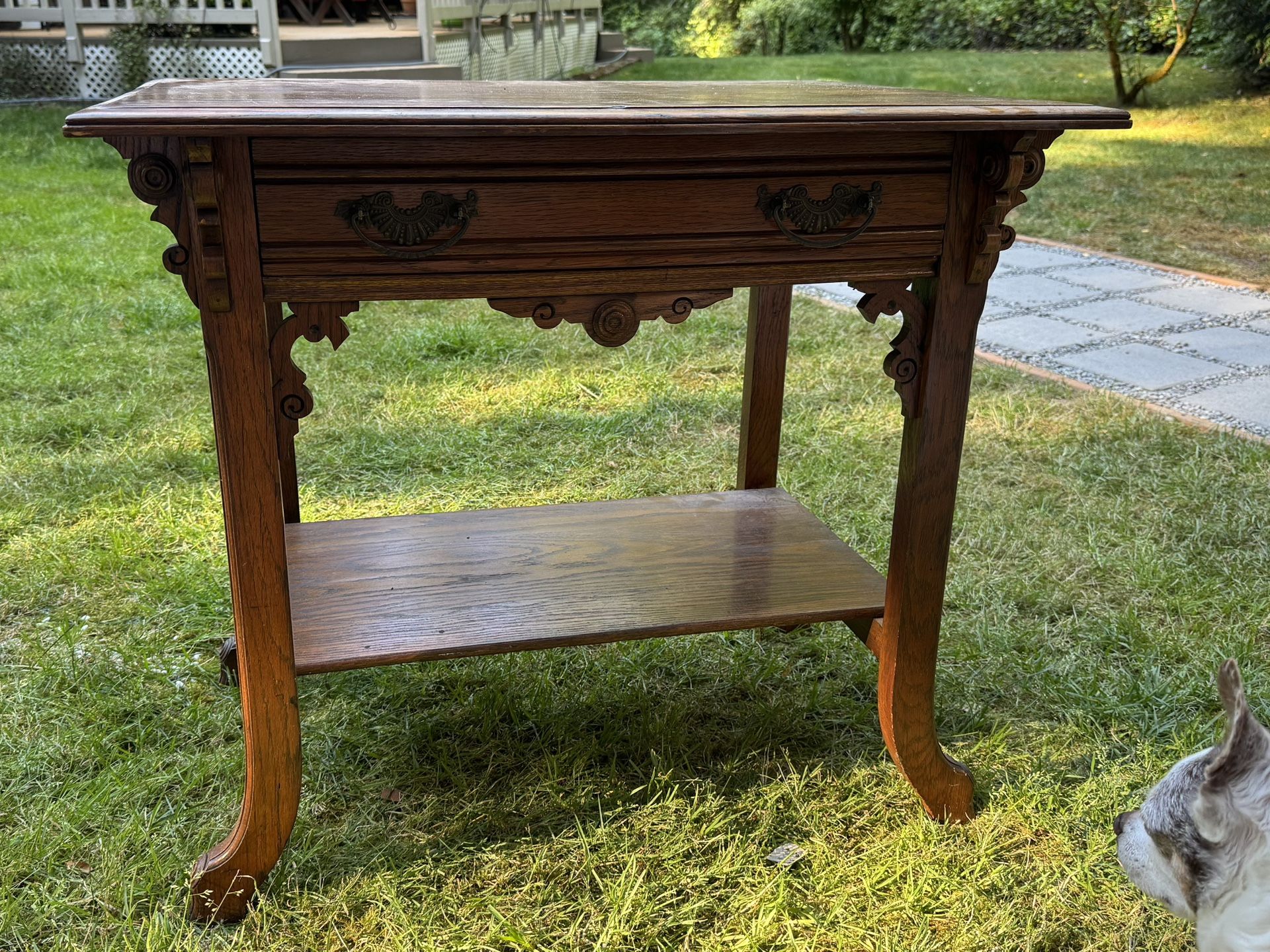 Antique Oak Library Table