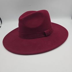 Unbranded Burgundy Wide Brim Felt FedoraHat