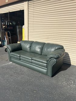 Green Leather Sofa.