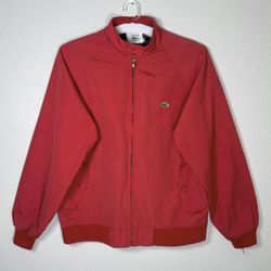 Vintage Lacoste Izod Harrington Jacket Red Plaid Lined Mens Medium