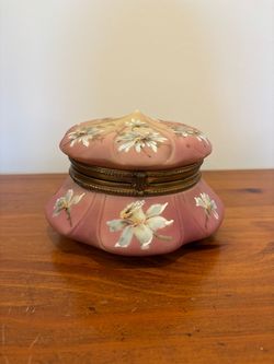 Antique Pink Porcelain Hinged Trinket Box