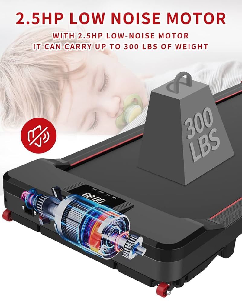 Under Desk Treadmill, Walking Pad Treadmill 300 lb Capacity, Desk