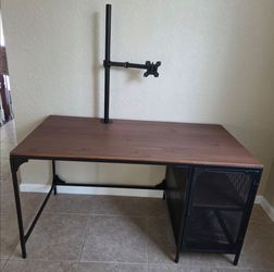 IKEA FJALLBO DESK WITH ADDED ADJUSTABLE MONITOR MOUNT