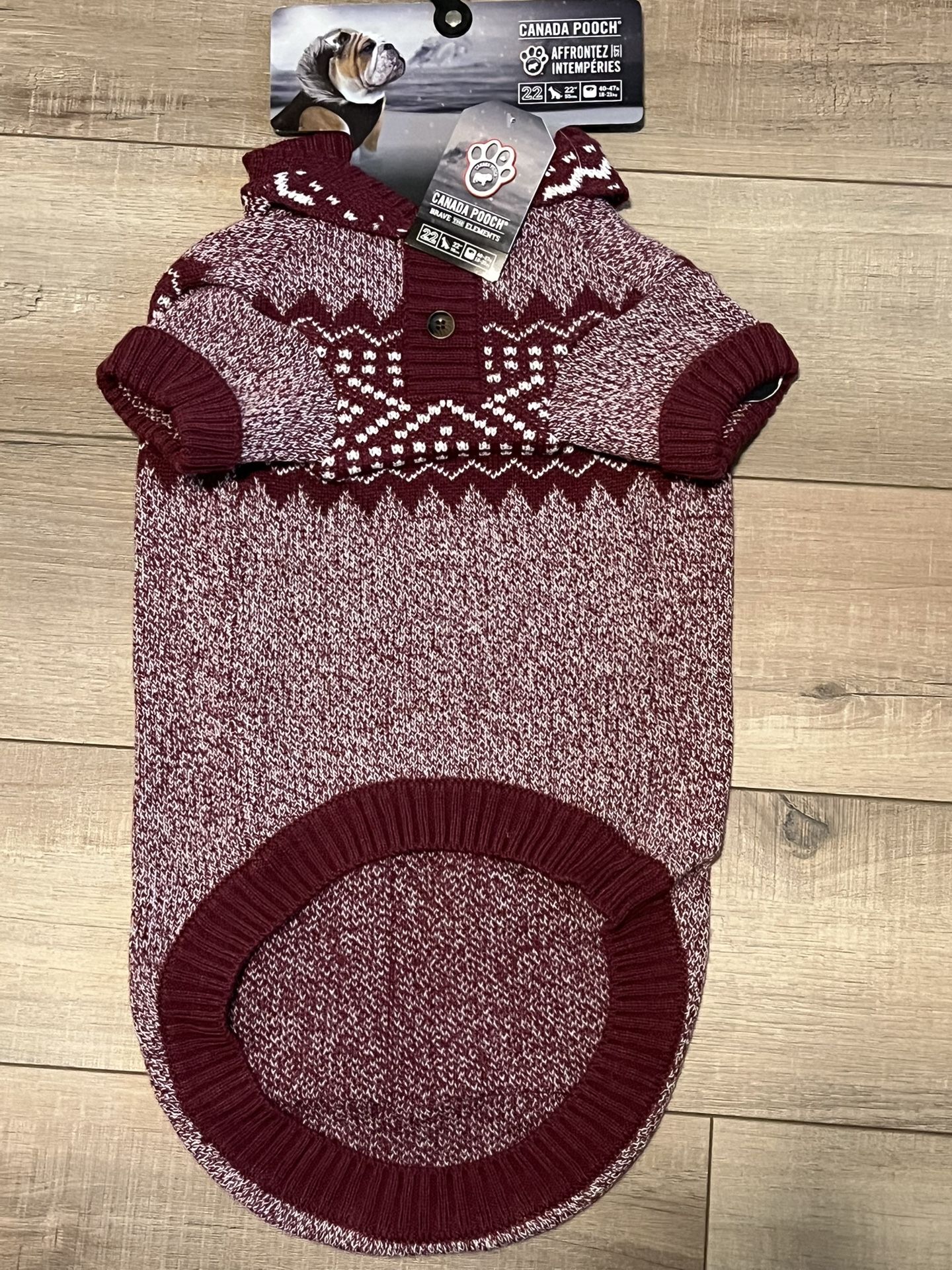 Canada Pooch Collingwodd Fair Isle Dog Cargo Cardigan Sweater (40-47 Lb) 22" Retail $58
