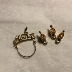 Gold Mother Charm Holder And Charms 