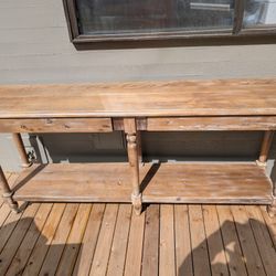 Long Teak Foyer Table Good Condition 