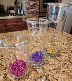 3 X Glass Candle Holder Centerpieces *Please Read Entire Description