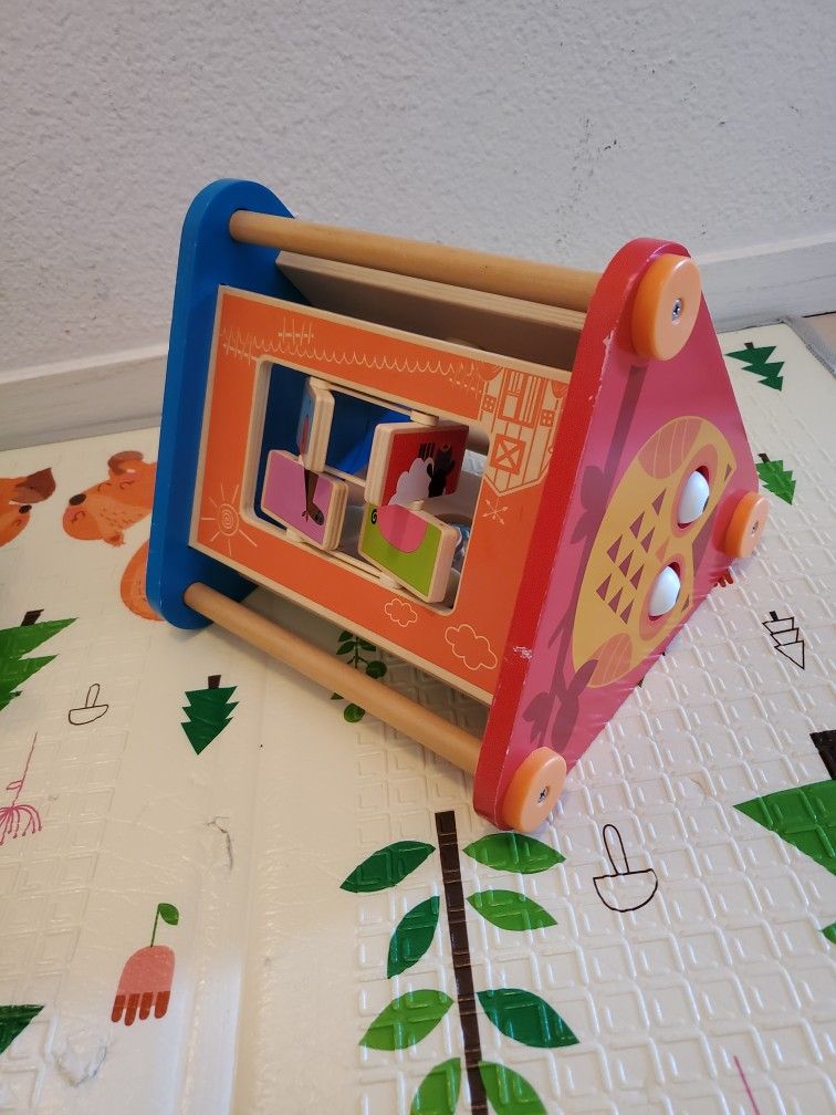 Hape Wooden Take-Along Activity Box| Kids' Early Educational Activity Center for Toddlers