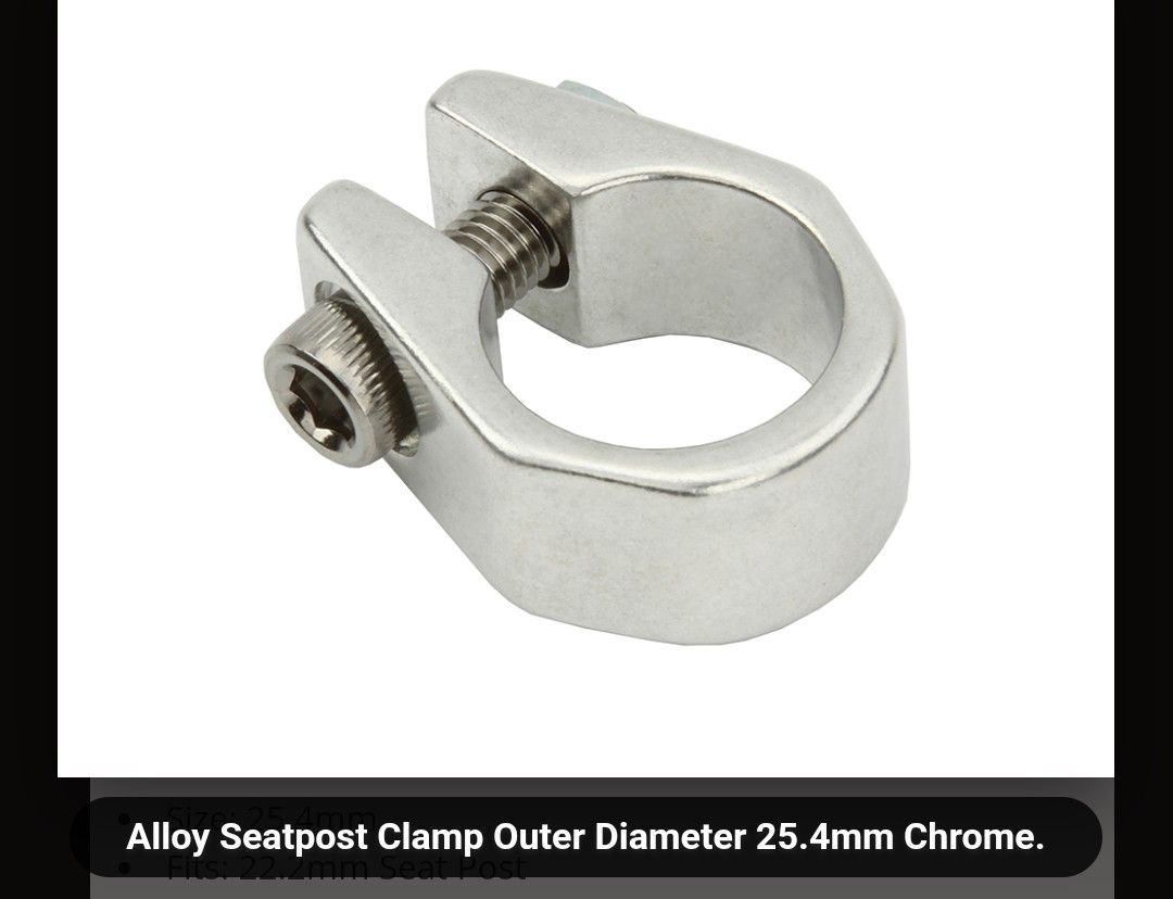 NEW ALLOY BMX BICYCLE SEAT CLAMP OUTER DIAMETER 25.4 MM, FITS 22.2 SEAT POST