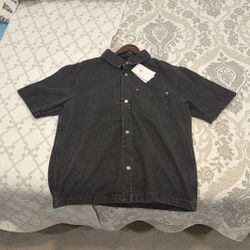 air jordan denim shirt 'washed black mens   Medium