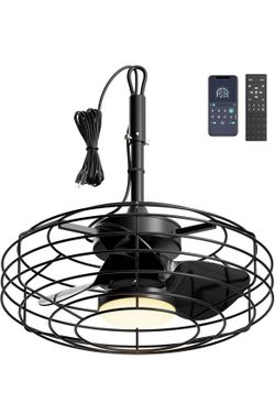 Indoor Outdoor Corded Hanging Fan With Light And Remote