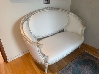 Elegant French-Style Silver & White Settee / Loveseat