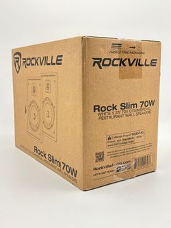 Rockville Rock Slim 70W 70V Commercial Slim Wall Speaker White New