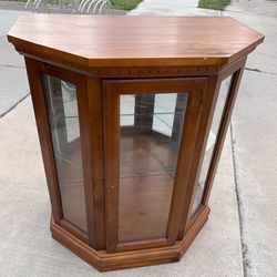 Lighted Curio Cabinet With Glass Doors And Shelf