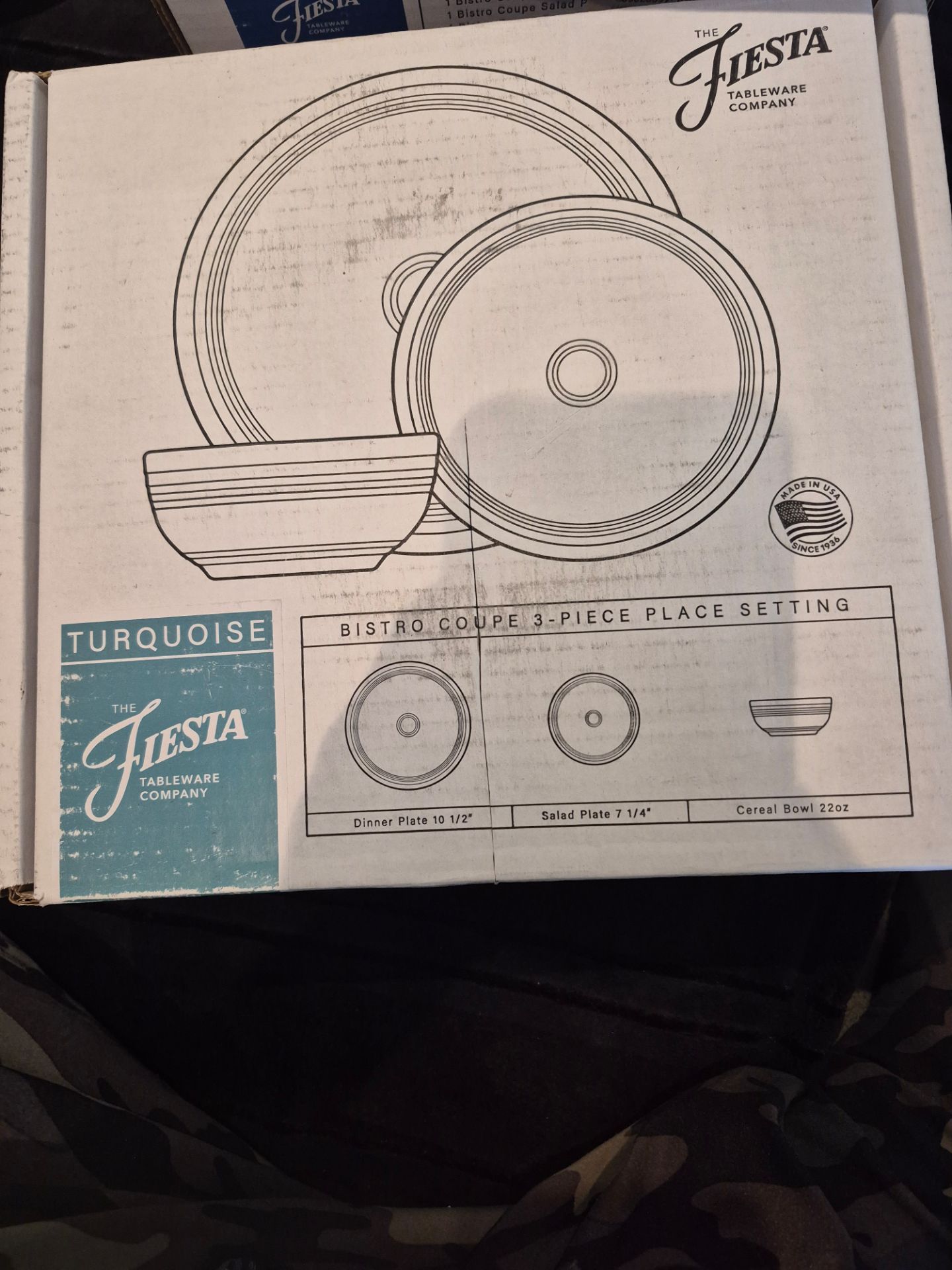 NIB FIESTA SET WARE LAPIS , WHITE, TURQUOISE