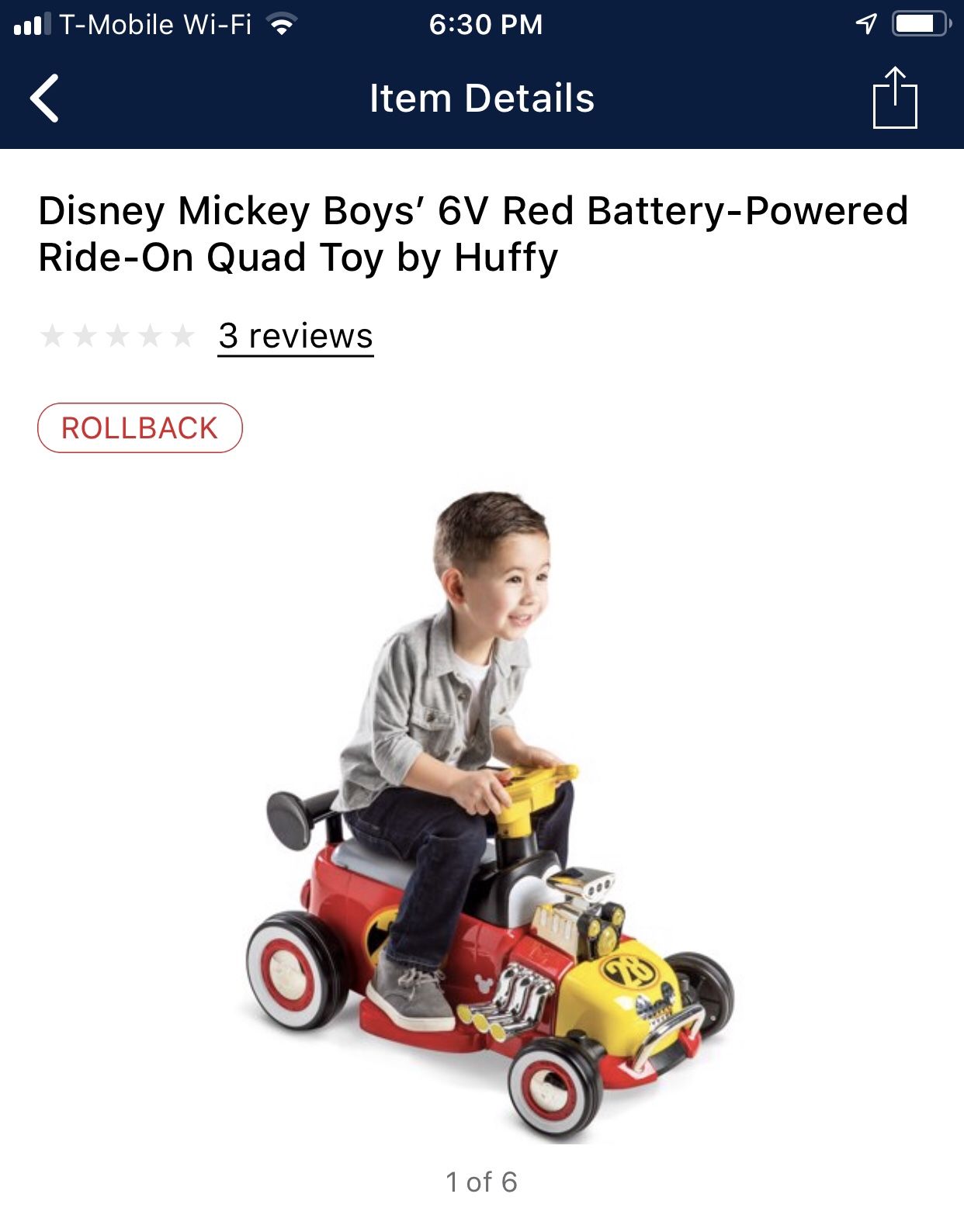 Disney micky boys 6V battery powered Ride