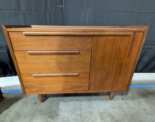 Crate & Barrel Mid-Century Modern Style Warm Wood Credenza