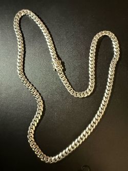 7mm 24” 92.5 Silver Cuban Link with Box Lock