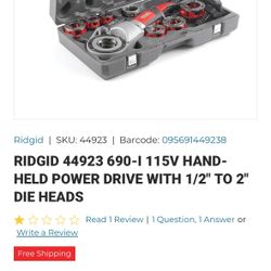 RIDGID 44923 690-I 115V HAND-HELD POWER DRIVE WITH 1/2" TO 2" DIE HEADS