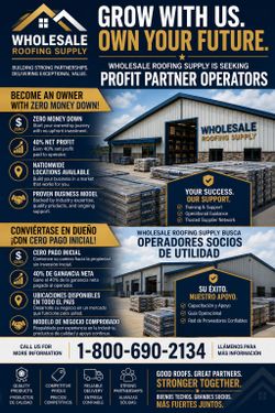BECOME ROOFING STORE OPERATOR NO FEES  OPERATDOR DE BODEGA GRATIS
