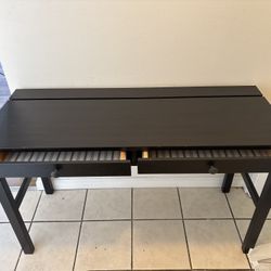 MOVE OUT SALE: 18.5" L x 47.5" W Black Desk/ Table with 2 drawers