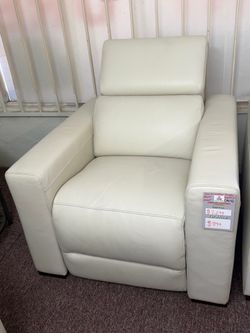Genuine leather power recliner & headrest NEVIO