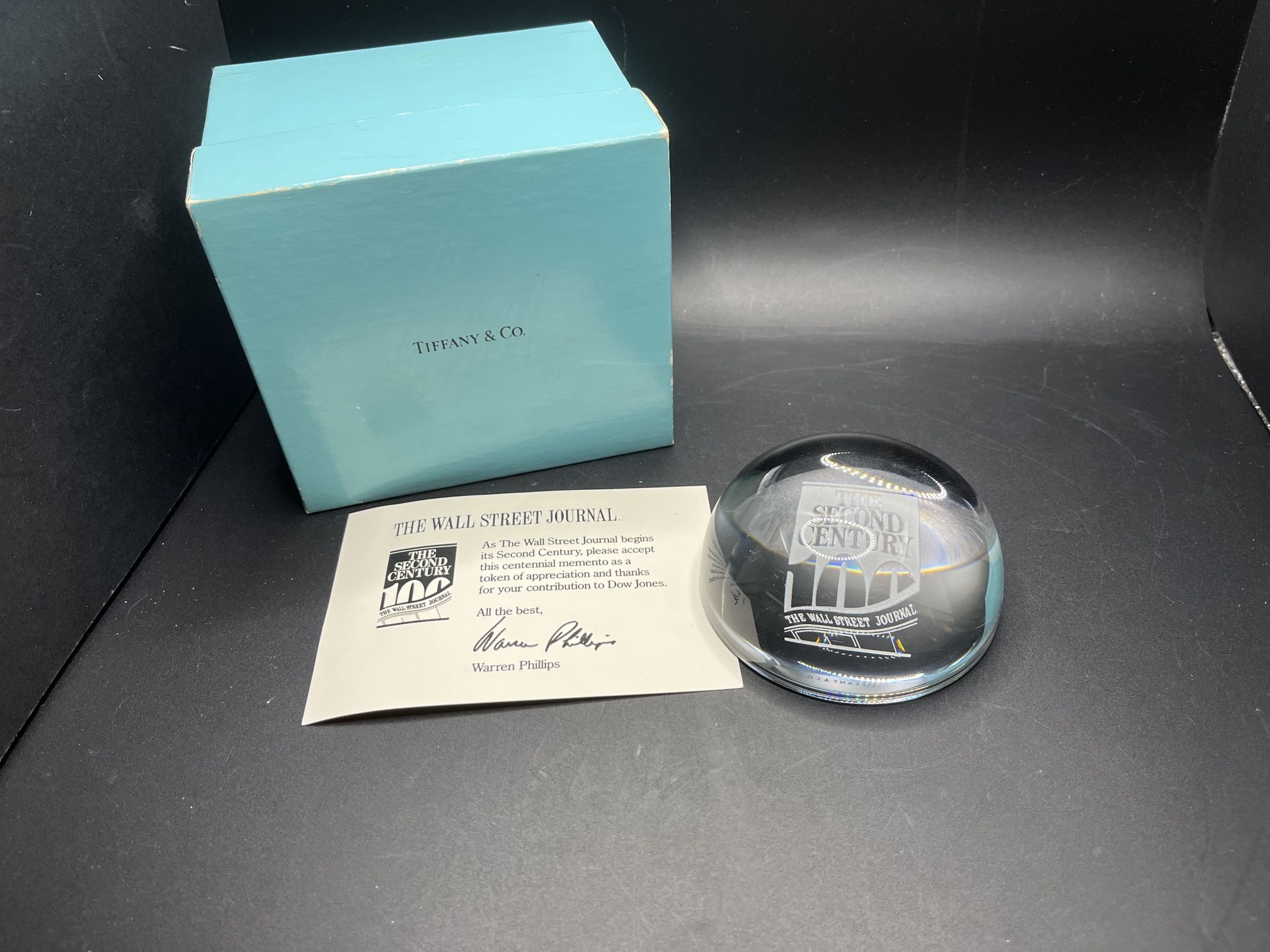 Tiffany & Co The Wall Street Journal Glass Paperweight