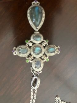 Labradorite stones cross necklace