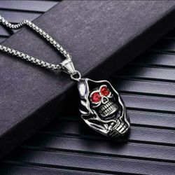 Grim Reaper necklace Mens Horror necklace with Chain skull pendant