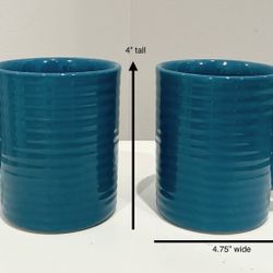 Pair of Royal Norfolk Turquoise Stoneware Ribbed Cups 