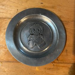 Vintage Raggedy Ann Pewter Plate 