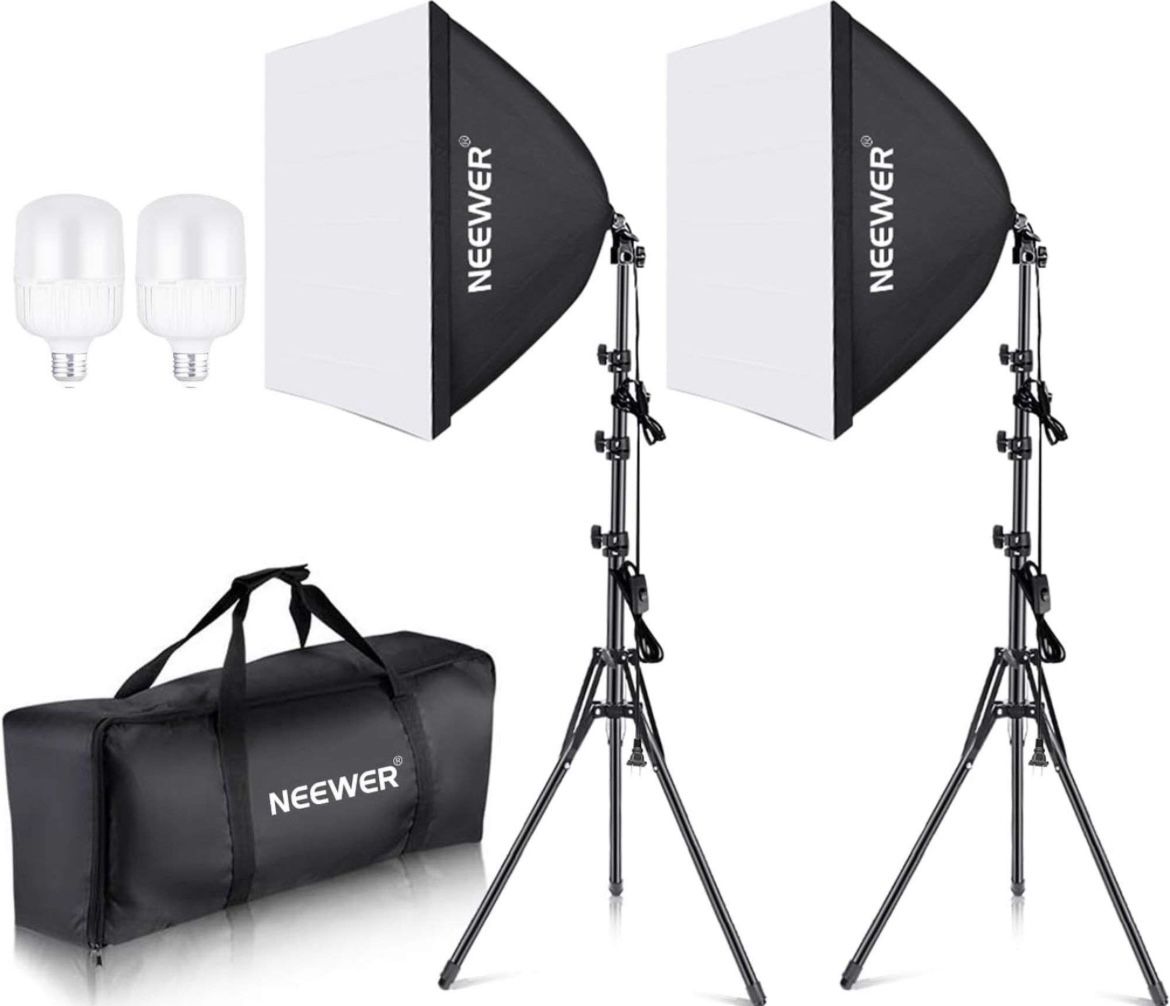 NEEWER 700W Equivalent Softbox Lighting Kit Photography  Studio Lighting Kit