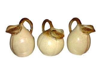 3 Vintage Handmade Glazed Pitchers