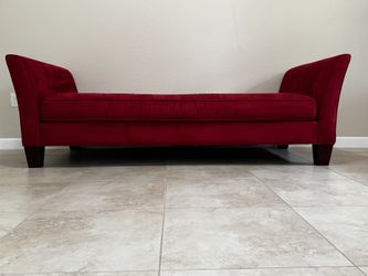 Red Sleigh Sofa, Back And Side Cushions, And New Filler For Them.