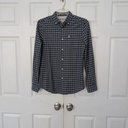 Men's Penguin Blue Plaid Dress Shirt Size S