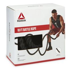Reebok Battle Rope 18 ft - thick 15” ultra durable Black Coated Handles