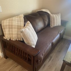 Couch Leather Solid Wood