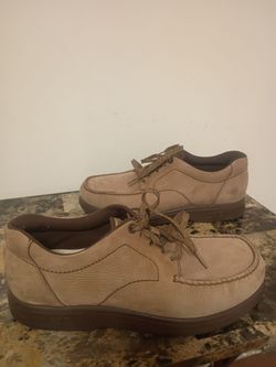 SAS Bout Time Tripad Comfort Lace Up Loafers Men's Size 9.5 Tan Leather Moc Toe