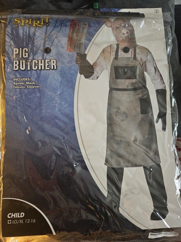 Halloween costume, pig butcher.