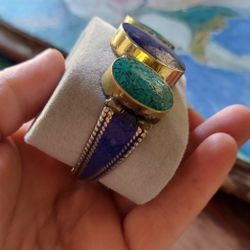 Lapis And Turquoise Brass Plated Bracelet 