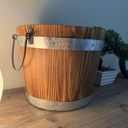 Rustic Wood And Metal Bucket