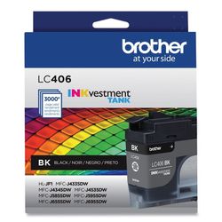 Brother Genuine LC406BKS INKvestment Printer Ink, 3,000 Page-Yield, Black