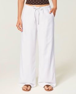 Hollister Linen-Blend Pull-On Pants - Size L - Cloud White