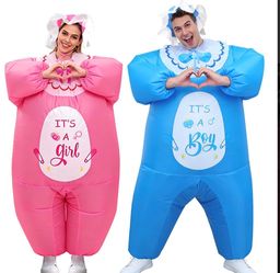 2 Pcs Giant Inflatable Baby Costume Gender Reveal Ideas Boy and Girl Blow Costume Outfit for Adult Baby Shower Gender Reveal Party Christmas Halloween