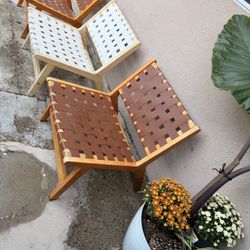 Patio Garden Faux Leather Wood Bistro Seats 